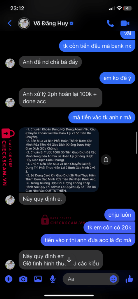 1058344014 VO DANG HUY Vietcombank bị cảnh báo lừa đảo scam