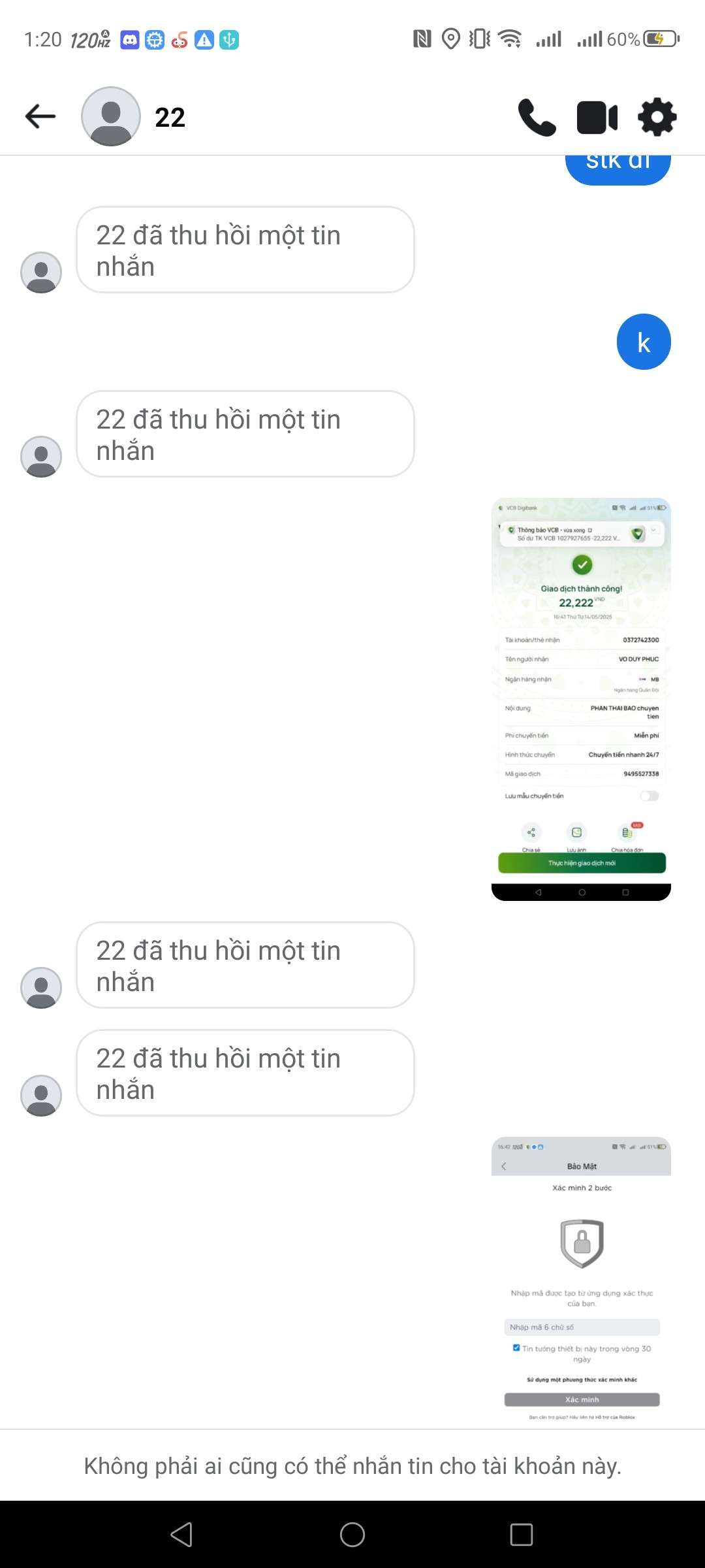 0372742300 VO DUY PHUC MB BANK bị cảnh báo lừa đảo scam