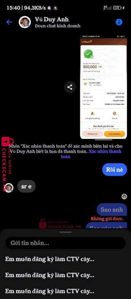 061999072 VU DUY ANH VIB bị cảnh báo lừa đảo scam