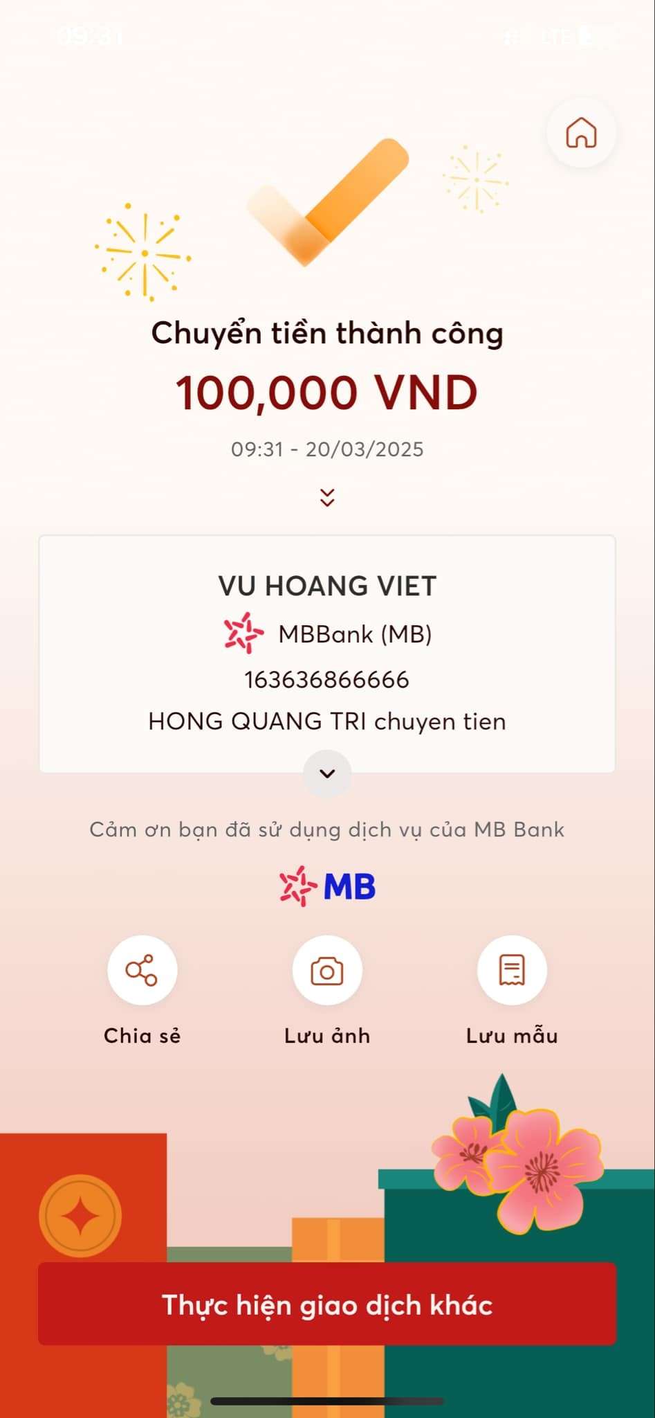 163636866666 VU HOANG VIET MB BANK bị cảnh báo lừa đảo scam