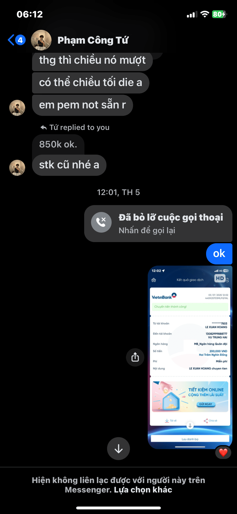 13082999888777 VU TRUNG HAI MB BANK bị cảnh báo lừa đảo scam