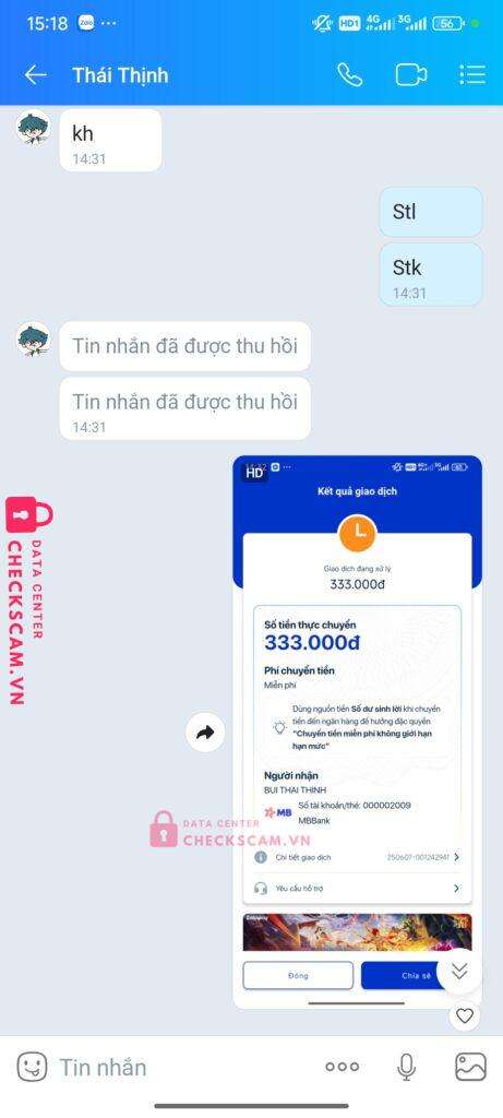 000002009 Bui Thai Thinh MB bị cảnh báo lừa đảo scam