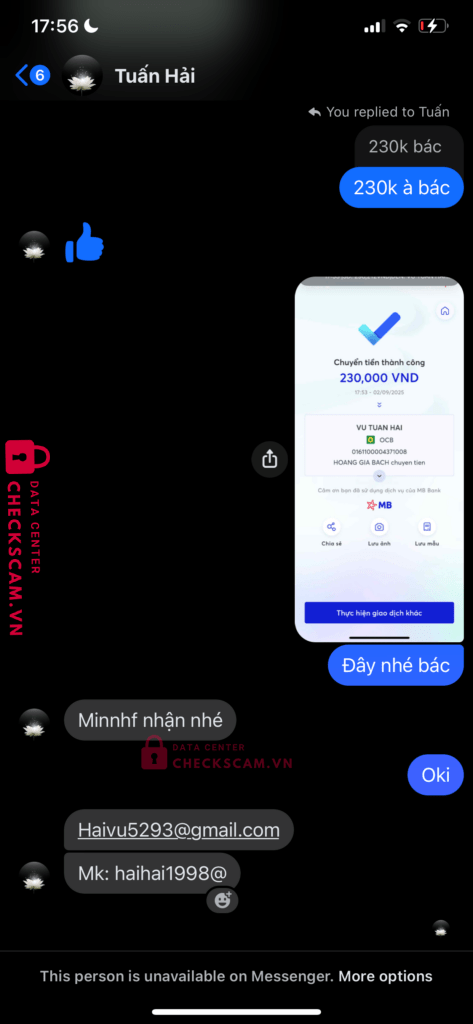 0161100004371008 Vu Tuan Hai OCB bị cảnh báo lừa đảo scam