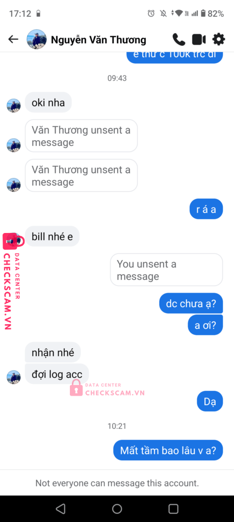 0332726219 Nguyen Van Thuong MB bị cảnh báo lừa đảo scam