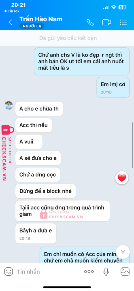 0343187776 Tran Hao Nam MB bị cảnh báo lừa đảo scam