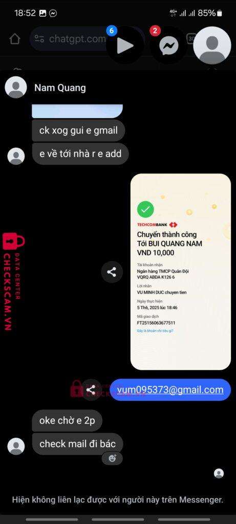 0388342505 Bui Quang Nam MB bị cảnh báo lừa đảo scam