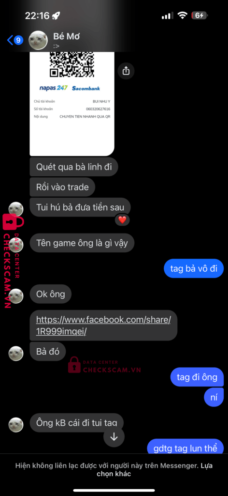 060320627616 Bui Nhu Y Sacombank bị cảnh báo lừa đảo scam