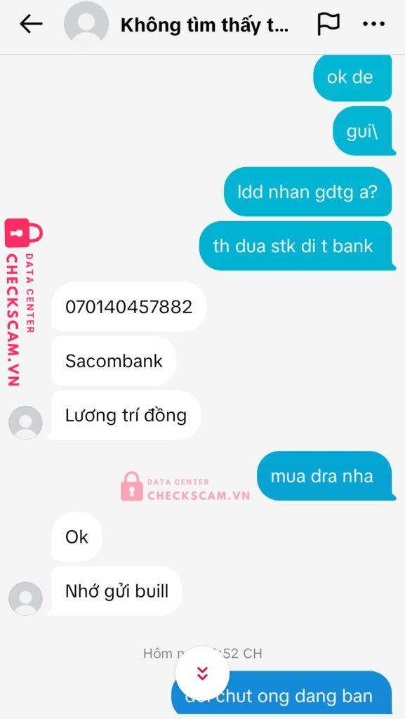 070140457882 Luong Tri Dong Sacombank bị cảnh báo lừa đảo scam