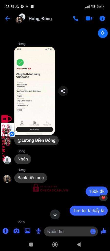 070844793 Vo Quoc Toan VIB bị cảnh báo lừa đảo scam