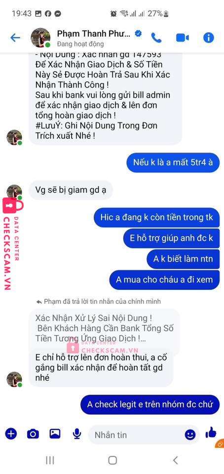 072173900 Pham Thi Thanh Phuong VIB bị cảnh báo lừa đảo scam