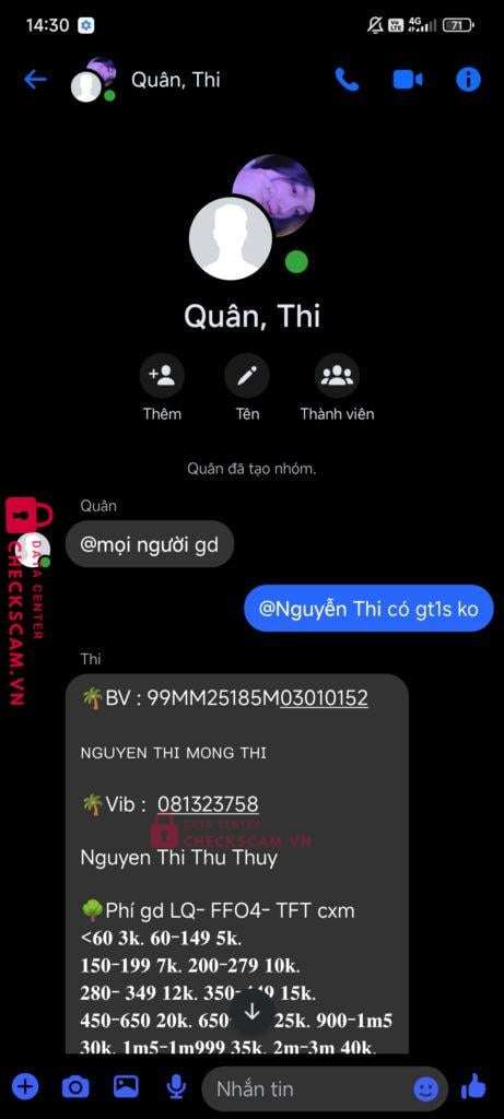 081323758 Nguyen Thi Thu Thuy VIB bị cảnh báo lừa đảo scam