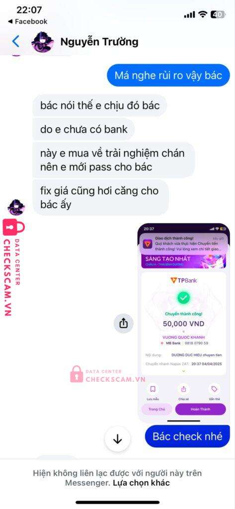 0818079059 Vuong Quoc Khanh MB bị cảnh báo lừa đảo scam