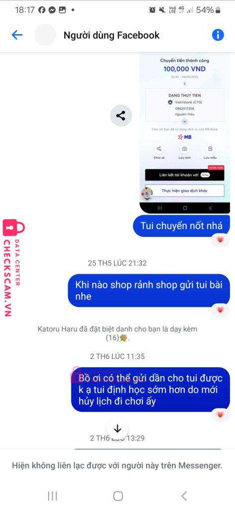 0862017306 Dang Thuy Tien Vietinbank bị cảnh báo lừa đảo scam