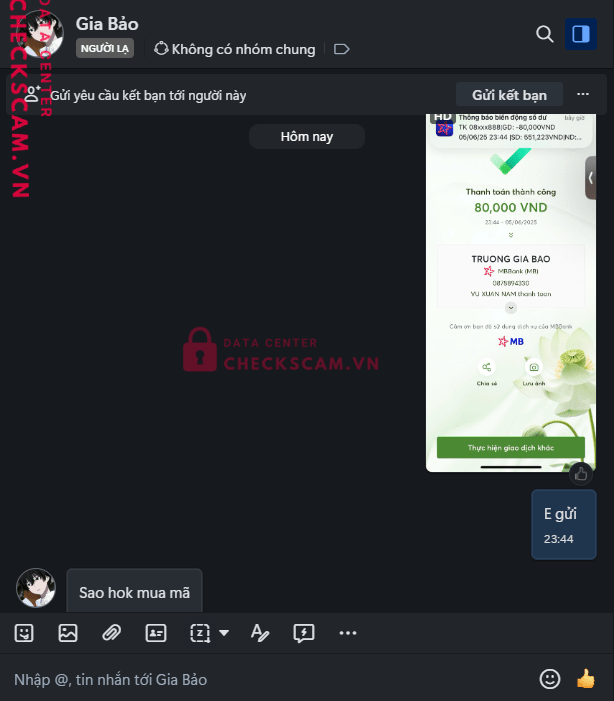 0878894330 Truong Gia Bao MB bị cảnh báo lừa đảo scam