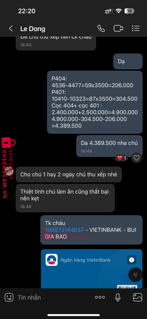 0911000044198 Le Van Dong VCB bị cảnh báo lừa đảo scam