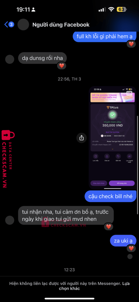 0925860780 Bui Thi Xuyen MB bị cảnh báo lừa đảo scam
