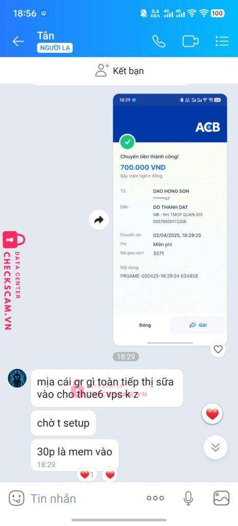 09578850172208 Do Thanh Dat MB bị cảnh báo lừa đảo scam