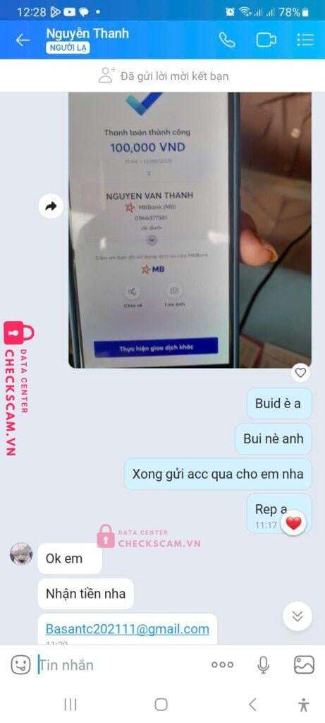 0966377581 Nguyen Van Thanh MB bị cảnh báo lừa đảo scam