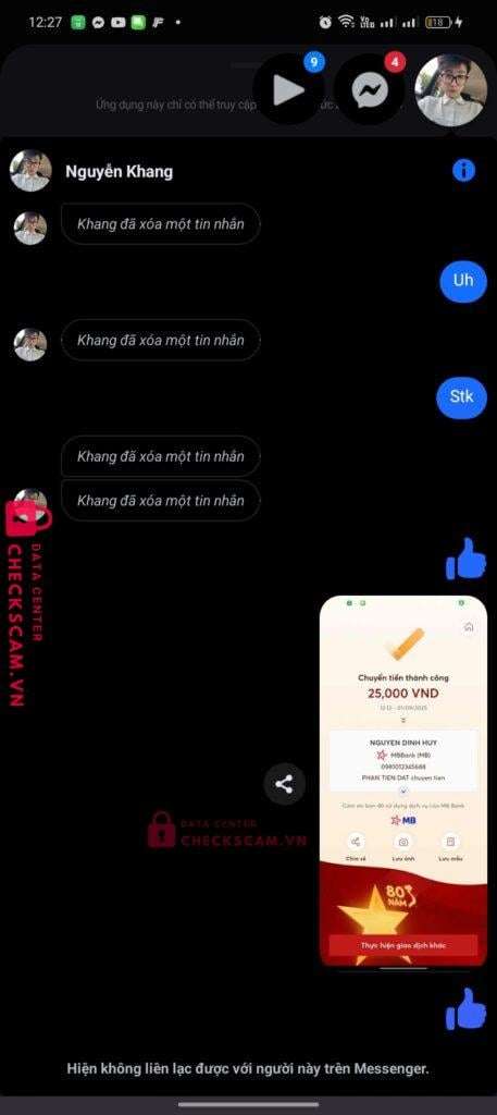 0981012345688 Nguyen Dinh Huy MB bị cảnh báo lừa đảo scam
