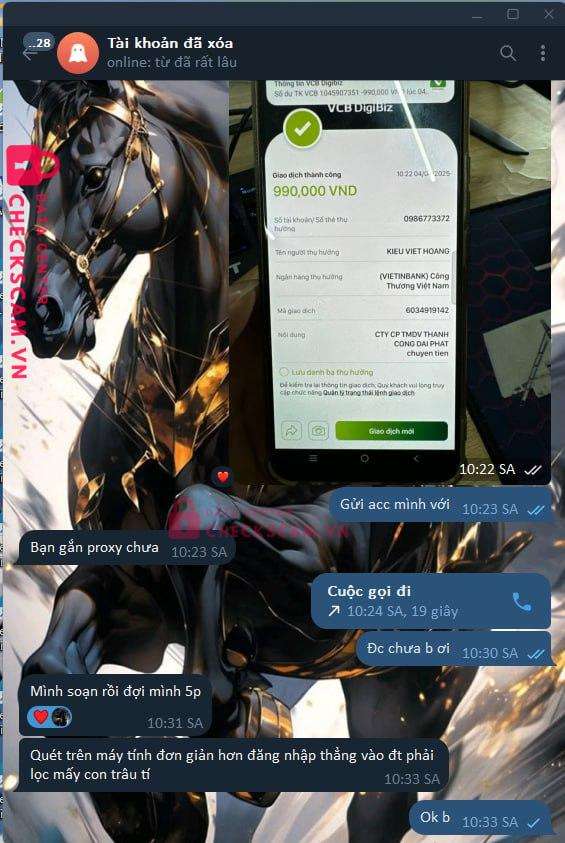 0986773372 Kieu Viet Hoang Vietinbank bị cảnh báo lừa đảo scam