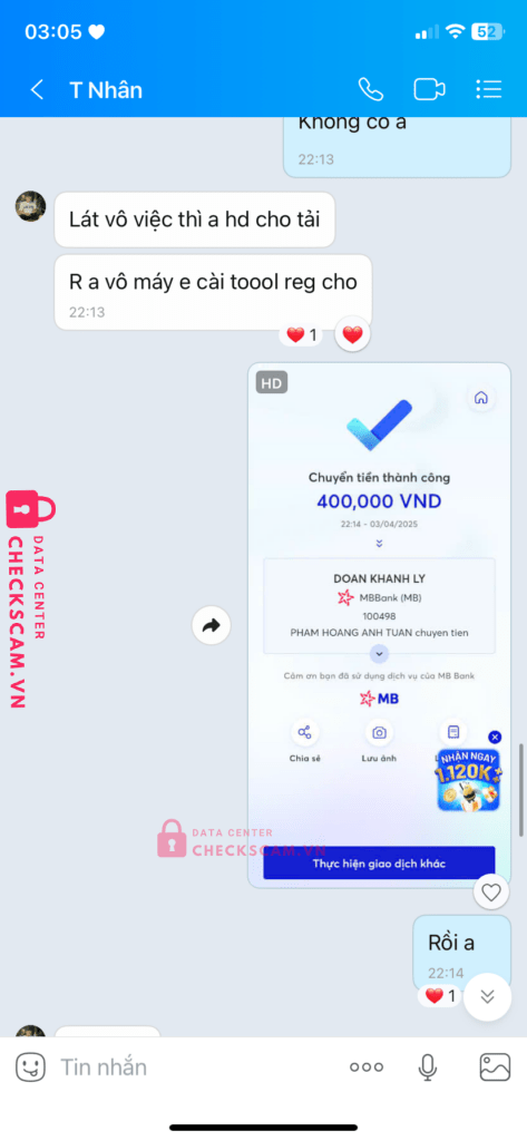100285 Nguyen Thanh Nhan MB bị cảnh báo lừa đảo scam