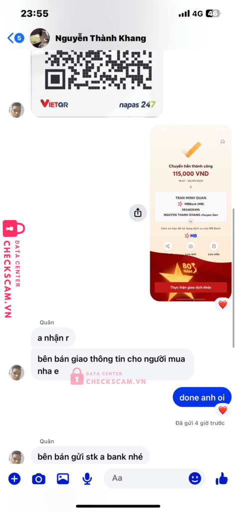 1013186643 Tran Minh Kha VCB bị cảnh báo lừa đảo scam