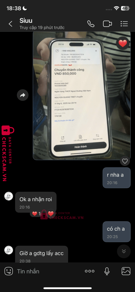 1020894289 Pham Van Dat VCB bị cảnh báo lừa đảo scam