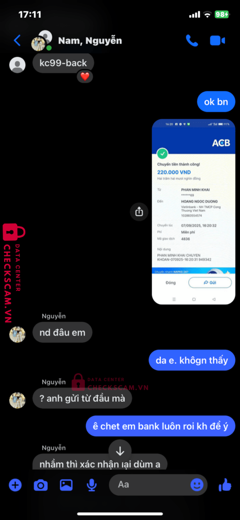 102883554574 Hoang Ngoc Duong vietinbank bị cảnh báo lừa đảo scam