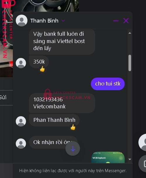 1032193436 Phan Thanh Binh VCB bị cảnh báo lừa đảo scam