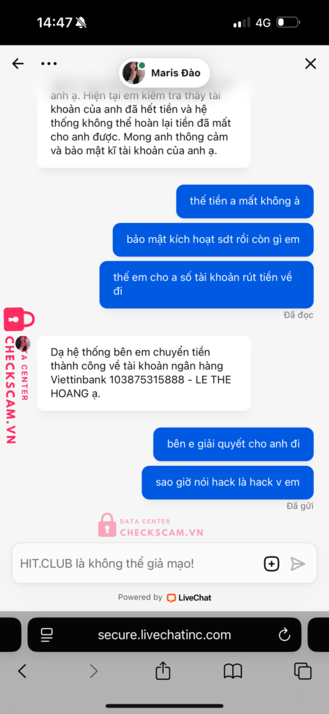 103875315888 Le The Hoang Vietinbank bị cảnh báo lừa đảo scam
