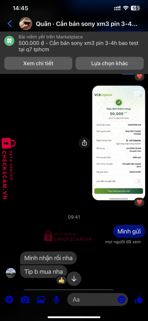 103878181418 Nguyen Thanh Phong Vietinbank bị cảnh báo lừa đảo scam