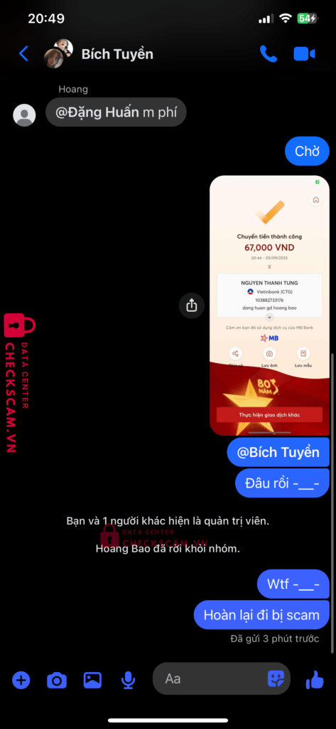103882733176 Nguyen Thanh Tung Vietinbank bị cảnh báo lừa đảo scam
