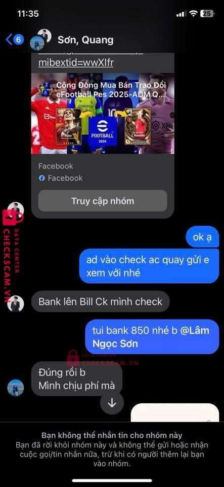 1041065640 Nguyen Quang Sang VCB bị cảnh báo lừa đảo scam