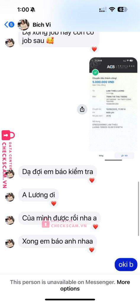 104883963284 Tran Thi Thu Trang Vietinbank bị cảnh báo lừa đảo scam