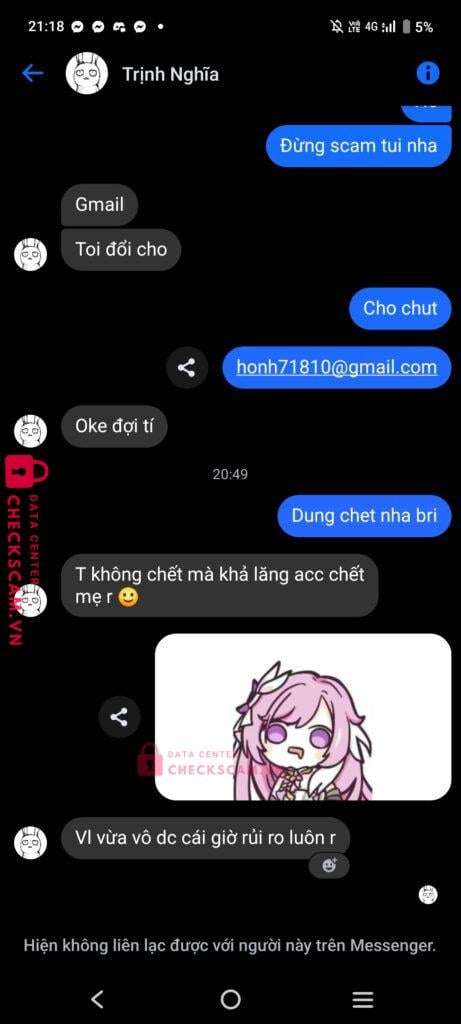 1052370054 Trinh Duy Nghia VCB bị cảnh báo lừa đảo scam
