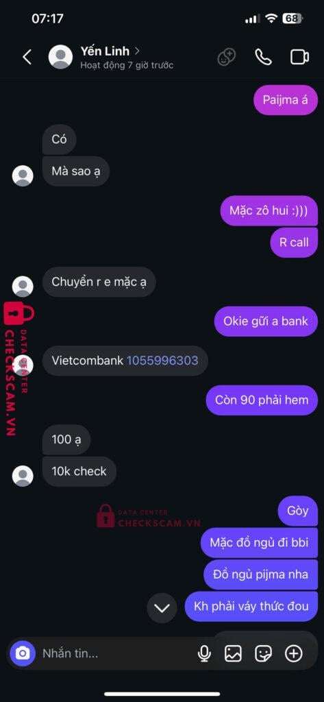 1055996303 Ngo Thi Yen Linh VCB bị cảnh báo lừa đảo scam