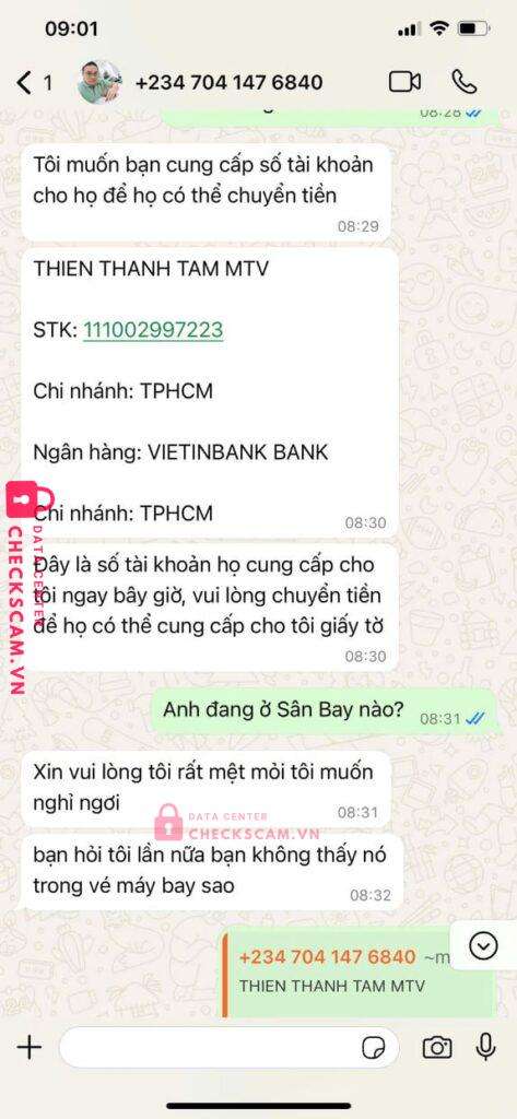 111002997223 Thien Thanh Tam Vietinbank bị cảnh báo lừa đảo scam