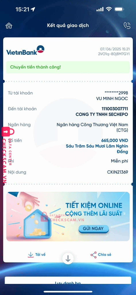 111003007711 Sechepo Vietinbank bị cảnh báo lừa đảo scam