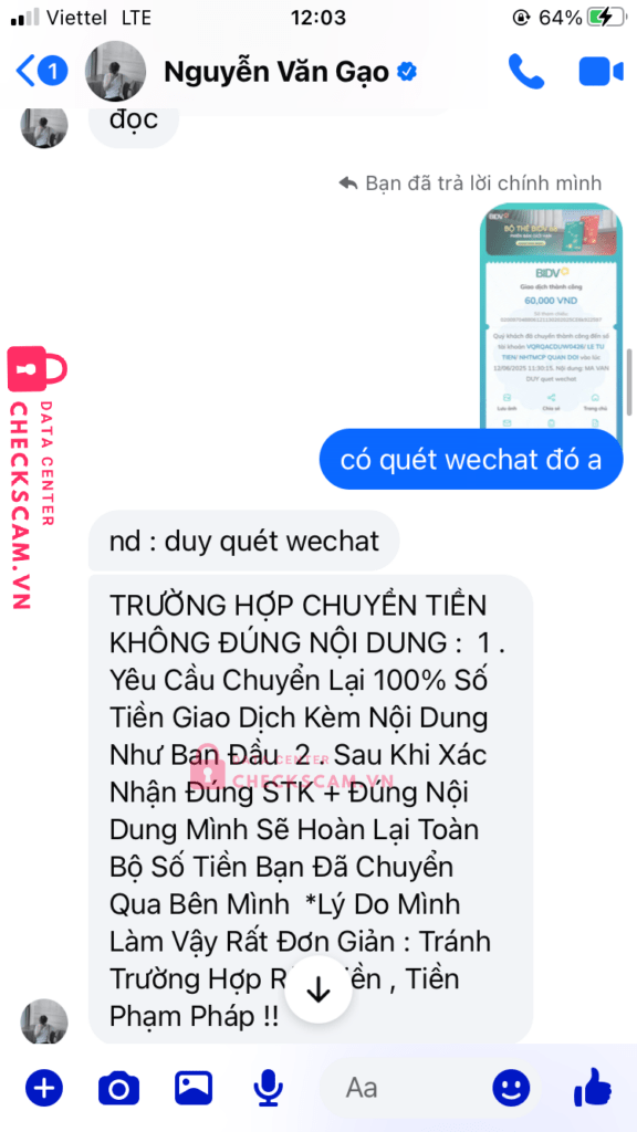 147895 Le Tu Tien MB bị cảnh báo lừa đảo scam
