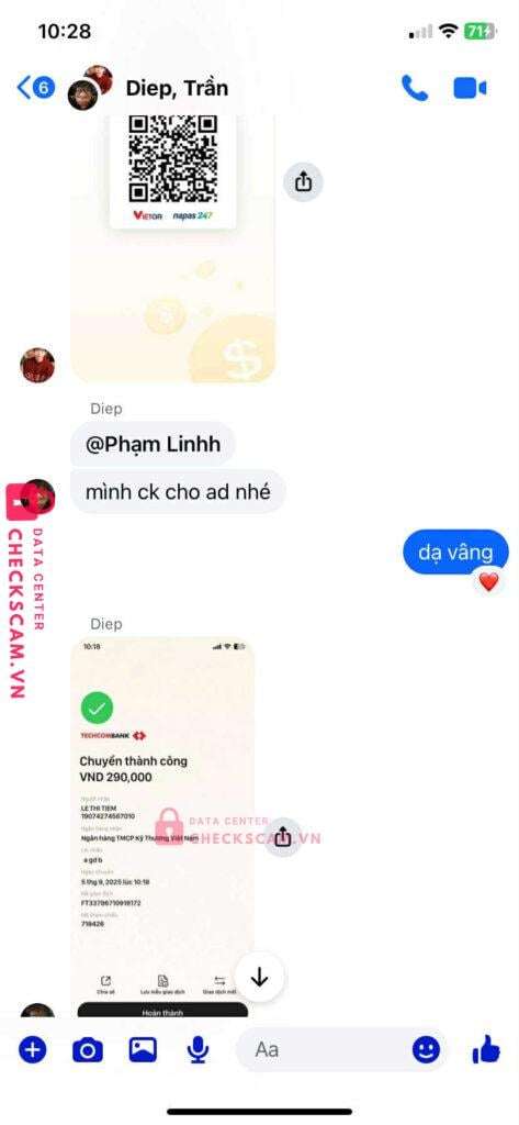 19074274587010 Le Thi Tiem Techcombank bị cảnh báo lừa đảo scam
