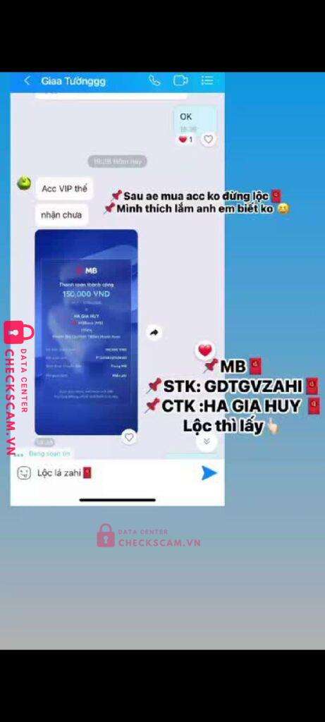 197416 Ha Gia Huy MB bị cảnh báo lừa đảo scam