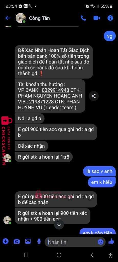 219871228 Phan Huynh Vu VIB bị cảnh báo lừa đảo scam