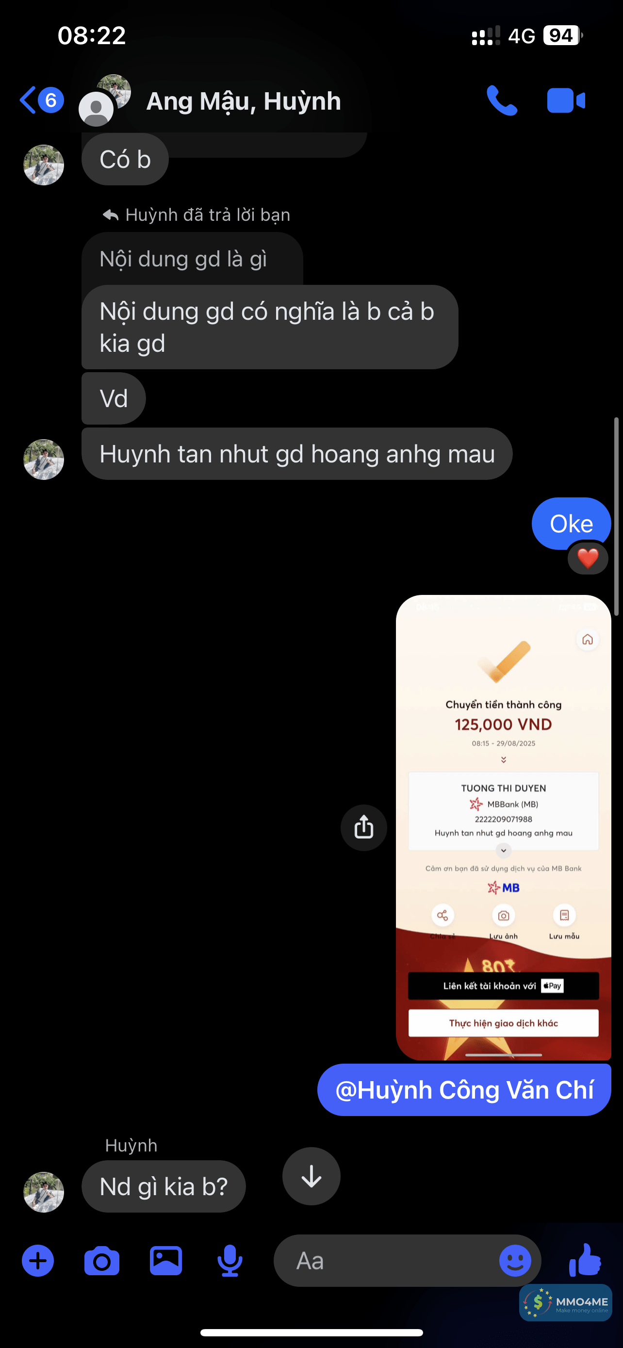 2222209071988 Tuong Thi Duyen MB bị cảnh báo lừa đảo scam
