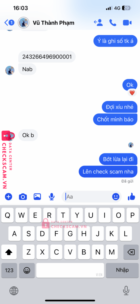 243266496900001 Pham Vu Thanh Nam A Bank bị cảnh báo lừa đảo scam