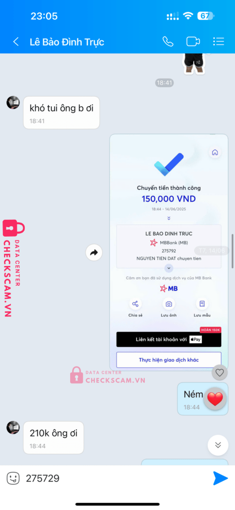 275729 Le Bao Dinh Truc MB bị cảnh báo lừa đảo scam