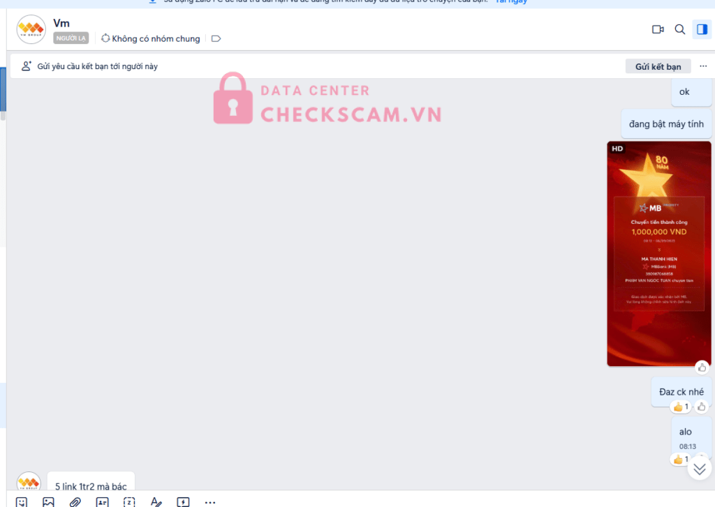 380987068858 Ma Thanh Hien MB bị cảnh báo lừa đảo scam