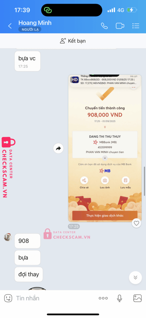 453599999 Dang Thi Thu Thuy MB bị cảnh báo lừa đảo scam