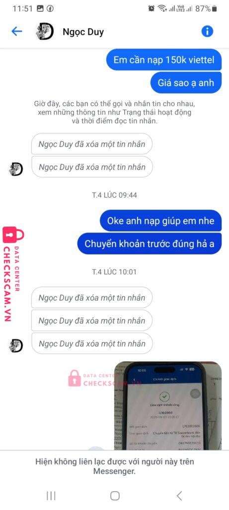 54509090909 Bui Ngoc Duy MB bị cảnh báo lừa đảo scam