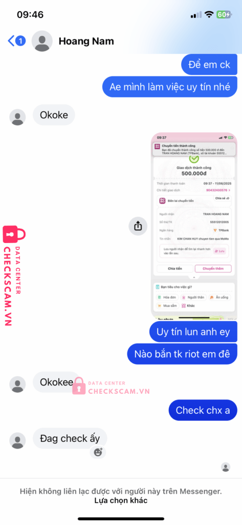 55512012005 Tran Hoang Nam TP BANK bị cảnh báo lừa đảo scam