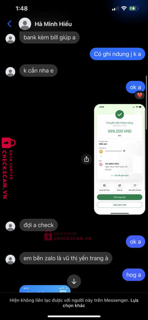 675375 Ha Minh Hieu MB bị cảnh báo lừa đảo scam